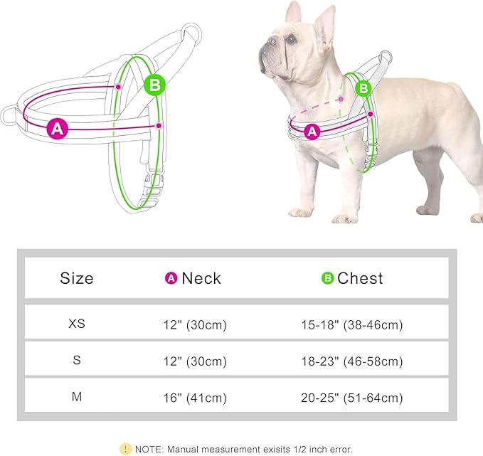 Beirui No Pull Dog Harness for Small Medium Dogs Puppies, Soft Neoprene Quick Fit Harness with Durable Front Clip & Back Clip, Lightweight Easy for Daily Walking (Striped Pink,XS)