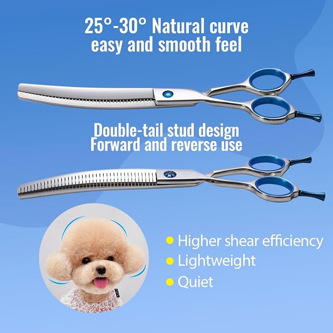 Dog Grooming Scissors: Left Handed 7 inch Pet Shears Made Of Japanese 440C Advanced Stainless Steel Professional Grooming Scissors for Dogs Cats and Other Pets