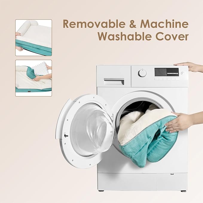 EHEYCIGA Orthopedic Dog Beds for Large Dogs, Waterproof Memory Foam Large Dog Bed with Sides, Non-Slip Bottom and Egg-Crate Foam Large Dog Couch Bed with Washable Removable Cover, Turquoise Blue