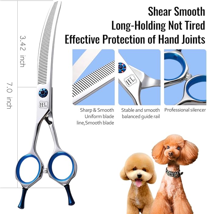 Dog Grooming Scissors: Left Handed 7 inch Pet Shears Made Of Japanese 440C Advanced Stainless Steel Professional Grooming Scissors for Dogs Cats and Other Pets