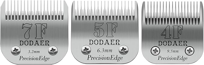Size 7F/5F/4F Detachable Pet Dog Grooming Blades of Stainless Steel,Compatible with Andis,Oster A5,Wahl KM10 Series,3 Count