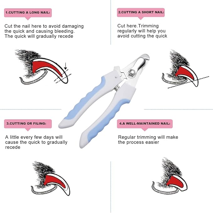 Dog & Cat Pets Nail Clippers and Trimmers - with Safety Nail Guard to Avoid Over Cutting, Nail File Great for Cats, Dogs, Bunnies - Cat & Dog Grooming Supplies