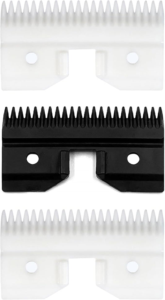 3PCS Ceramic Coarse Pet Replacement Blade Cutter Compatible with Andis 64440, Oster A5, Wahl KM Series Clipper, 22Teeth White and Black Ceramic Blade Cutter