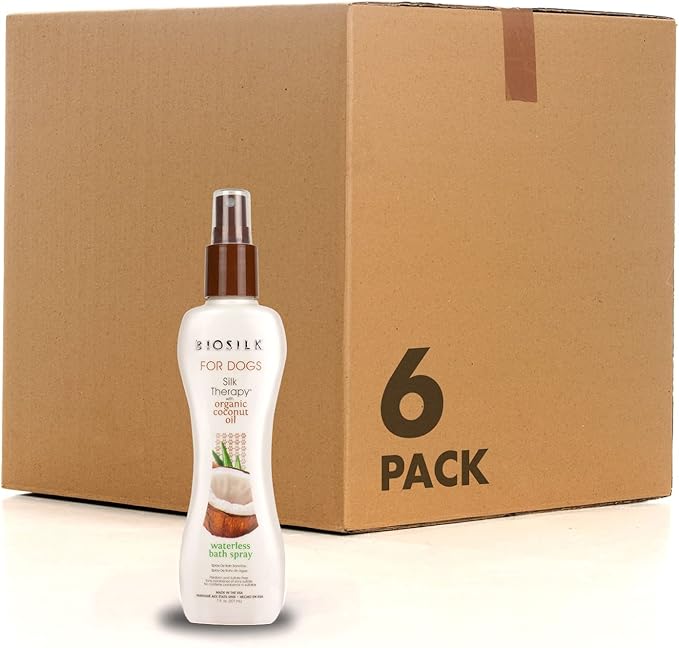 BioSilk for Dogs Silk Therapy Shampoo with Organic Coconut Oil | Coconut Dog Shampoo Waterless Shampoo | Dry Dog Shampoo from BioSilk Silk Therapy for Fresh Dog Coats - 6 Pack