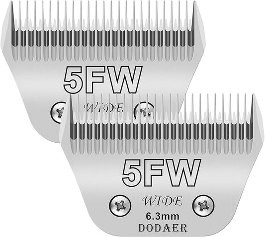 2 Pack 5 Wide Blades for Dog Grooming,Compatible with Andis,Oster A5,Wahl km10 Clippers,Cutting Length 1/4" (6.3mm)