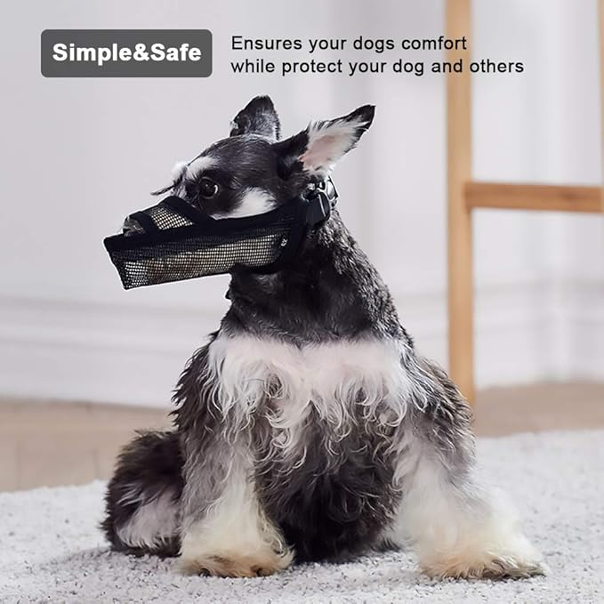 Crazy Felix Nylon Dog Muzzle for Small Medium Large Dogs, Air Mesh Breathable and Drinkable Pet Muzzle for Anti-Biting Anti-Barking Licking(Black,L)