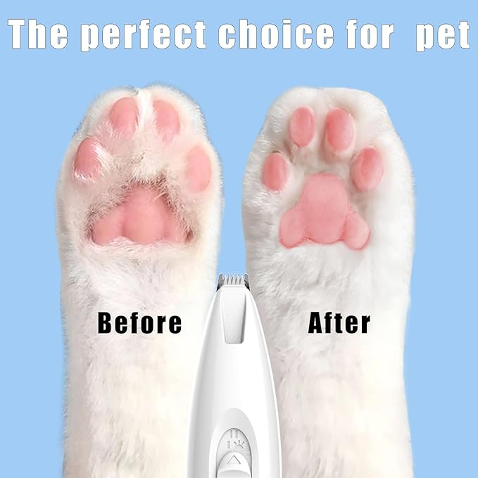 KIKETECH LED Dog Paw Trimmer - Cordless, Low Noise Dog Clippers for Grooming, Rechargeable Small Area Shaver for Dog Clippers Cats, SnowWhite
