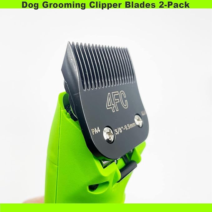 Blade Dog Grooming Clipper Blades, Ceramic Blade & Stainless Steel Blade Long-Lasting Hardness & Sharp Edges,4FC 3/8''-9.5mm (2Pcs)