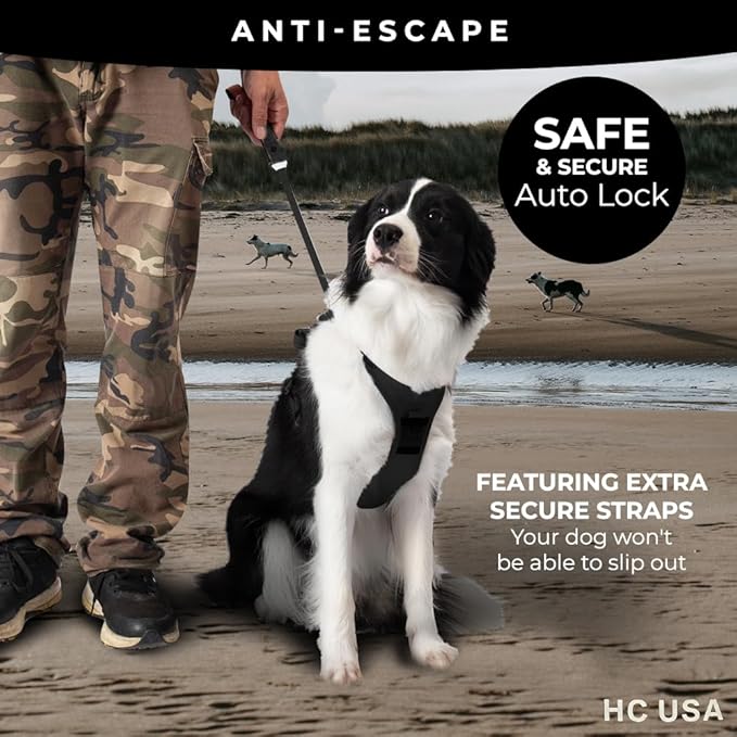 H C USA No Pull Dog Harness with Dog Leash Retractable – Adjustable Dog Harness for Large Dogs with Integrated Leash - Dog Harness and Leash Set with Anti Slip Soft Handle – Comfortable and Safe