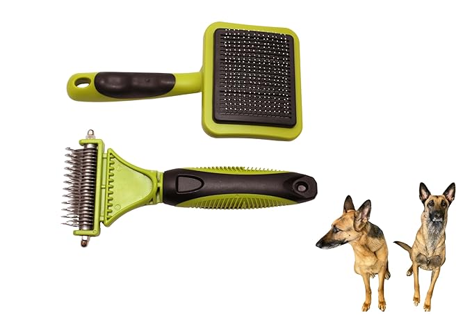 Dog Grooming Brushes Brush Kit Set Undercoat Rake and Self Cleaning Gentle Slicker Brush Non Shedding Detangling Matted Hair Long Haired Double Coated Large Dogs