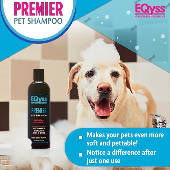 EQyss Premier Pet Shampoo - Cleanses & Moisturizes Coat, Adds Volume, Intensifies Colors, Residue-free Finish - For All Dogs, Cats, Puppies (16 oz)