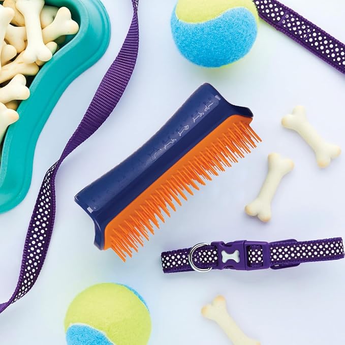 Pet Teezer by Tangle Teezer Detangling Dog Grooming Brush, Dry Brush or Dog Bath Brush for Wet or Dry Fur, Navy & Orange