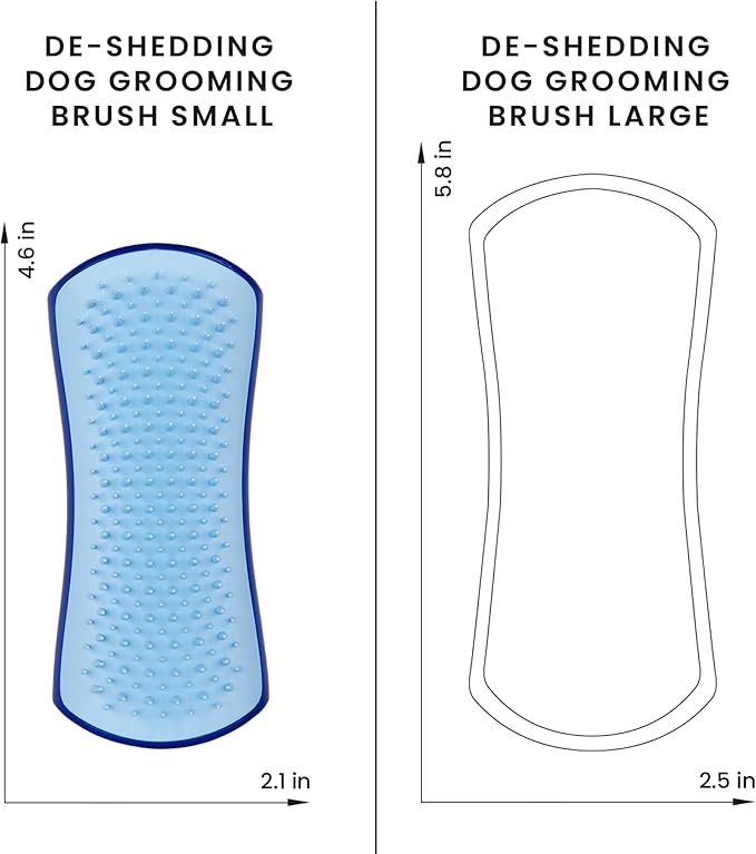 Pet Teezer by Tangle Teezer De-Shedding Dog Grooming Brush, Dry Brush or Dog Bath Brush for Wet or Dry Fur, Small, Navy & Sky Blue