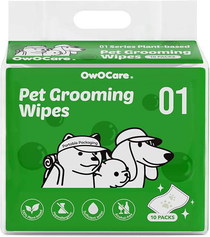 Dog Wipes for Paws and Butt, Plant-Based Large Pet Wipes, 8X9 Inch Easy to Use Dog Cat Puppy Cleaning Grooming Wipe Gentle Degradable (50 Count, Unscented)