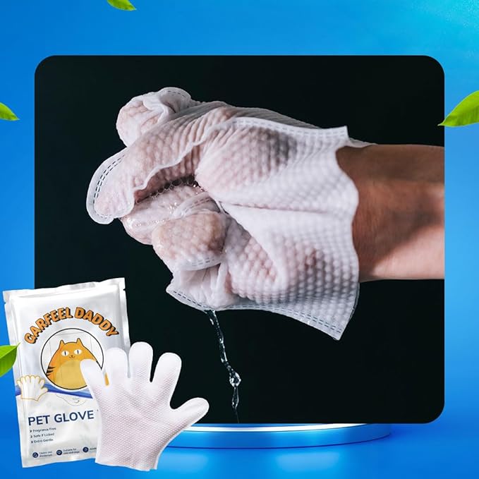 Extra Thick Pet Grooming Glove Wipes for Dogs & Cats, Cleaning & Odor-Controlling Grooming Gloves, Nourish Fur Glove Wipes for Daily Care and Traveling, Rinse Free, 6PCS per Pack