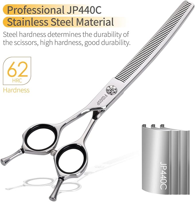 Left Handed Curved Thinning Shears 7 in Professional Left Pet Grooming Scissors for Groomer