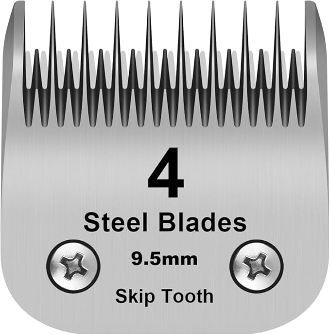 4 Skip Tooth Detachable Pet Dog Grooming Steel Blades,Compatible with Andis,Oster A5,Wahl KM10 Series Clippers,Cut Length 3/8-Inch (9.5mm),1 Pack