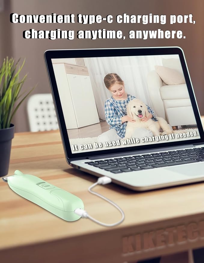 KIKETECH Cordless Dog Paw Trimmer - Low Noise LED Dog Clippers with Ceramic Blade, 2 Speed Rechargeable Small Pet Shaver for Grooming Dogs Cats Hair Around Paws, Eyes, Ears, Face, Rump, MintGreen