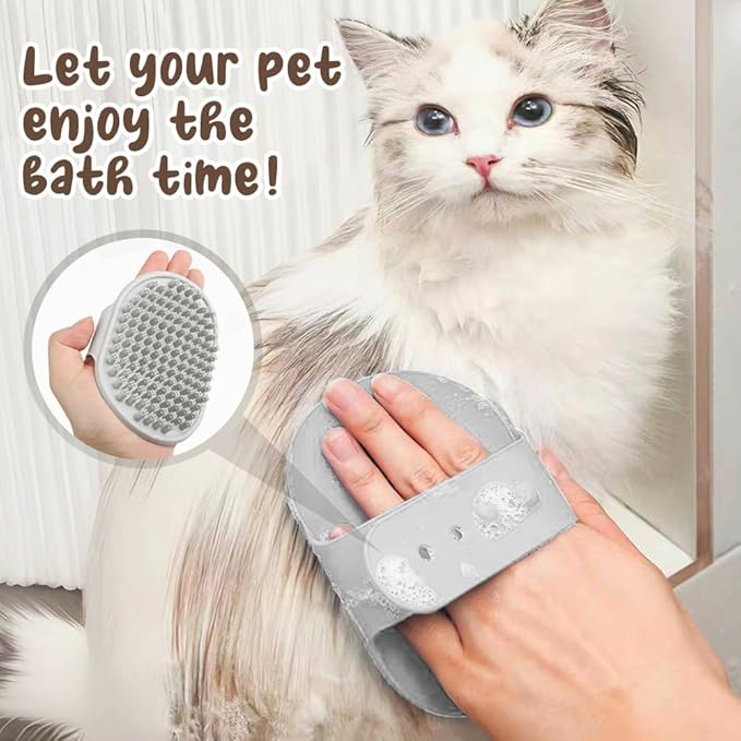 Self-Cleaning Slicker Brush, 5PCS Dog Grooming Kit, Double Sided Undercoat Rake Shedding Comb Pet Hair Remover for Cats & Dogs, Pet Nail Clipper with Nail File, Dog Bath Brush (White, 5PCS)