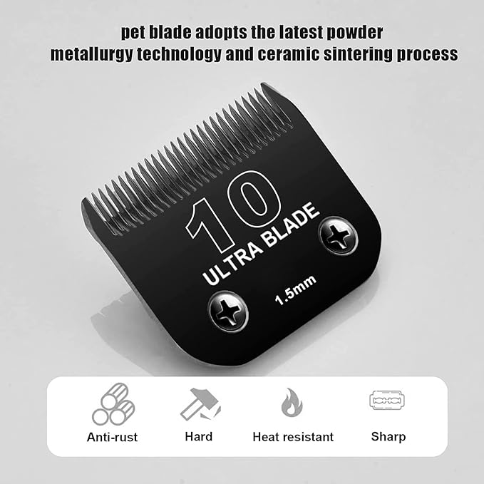 Detachable Pet Dog Grooming Blades of Stainless Steel,Compatible with Andi-s,Oster-A5,Wahl KM-10 Series, 10+15+30+40+7FC+5FC+4F+3-3/4FC(8 counts)