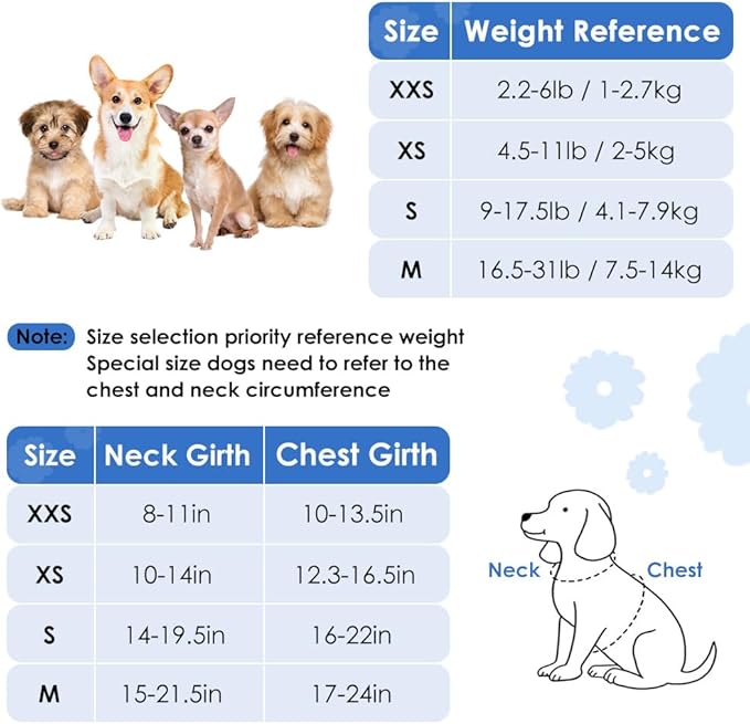 SlowTon No Pull Dog Harness with Leash - Soft Lightweight Floral Pattern Puppy Harness, Adjustable Pet Harness for Small Medium Dogs (Blue Flower S)