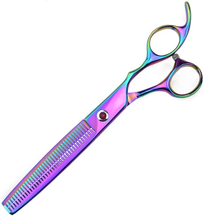 LILYS PET Professional PET Grooming Scissors Kit,Coated Titanium,Sharp and Strong Stainless Steel Blade for Dogs Cats Hair Cutting,3 Pieces of Scissors with a Comb and a Case (7.5 inches, Rainbow)