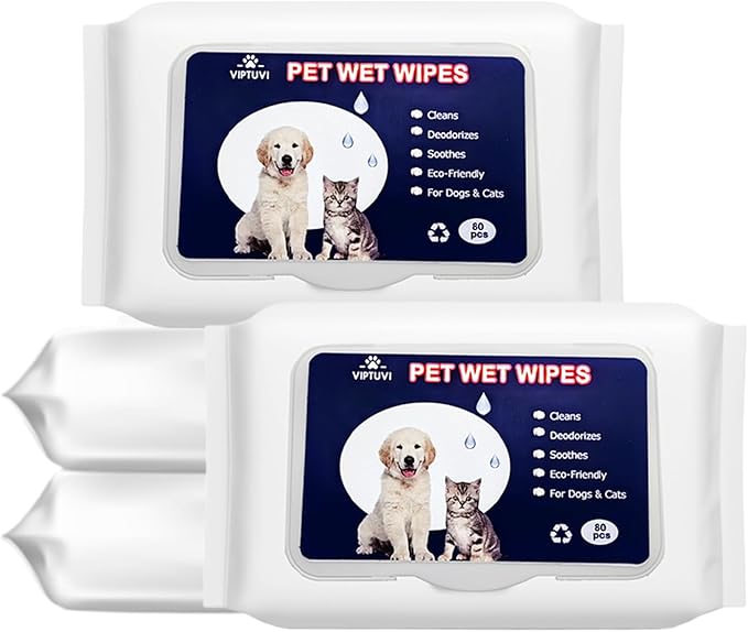 Dog Wipes for Paws and Butt – 4 Pack (320 Ct) Unscented Pet Wipes for Dogs & Cats – Extra Thick, Hypoallergenic & Lint-Free Cleaning Wipes for Face, Ears, and Sensitive Areas – Travel & Home Use