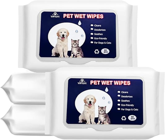 Dog Wipes for Paws and Butt – 4 Pack (320 Ct) Unscented Pet Wipes for Dogs & Cats – Extra Thick, Hypoallergenic & Lint-Free Cleaning Wipes for Face, Ears, and Sensitive Areas – Travel & Home Use