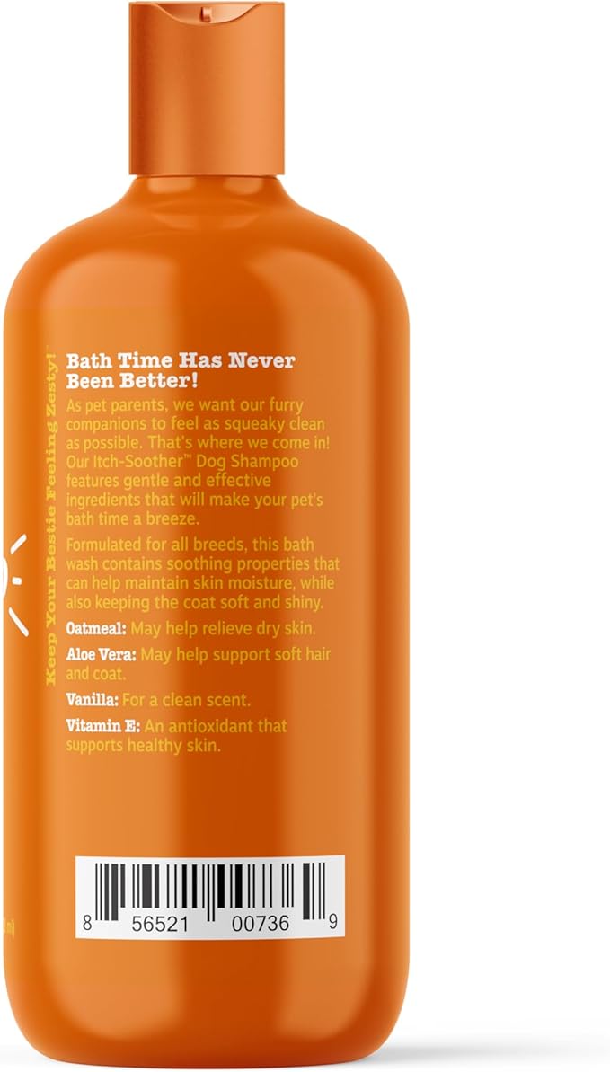 Dog Shampoo with Oatmeal & Aloe Vera - Grooming Pet Wash for Itchy & Sensitive Skin + Dandruff & Coat - Gentle Anti Itch Formula - Vanilla Bean Scent - 16 OZ