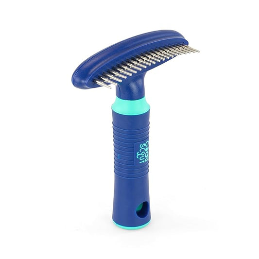 Good Scout Pet Hair Rake with Single Row Rotating Pins, Best Deshedding Tool for Dogs & Cats, Gentle, Safe & Effective Grooming Tool for Short or Long Haired Animals