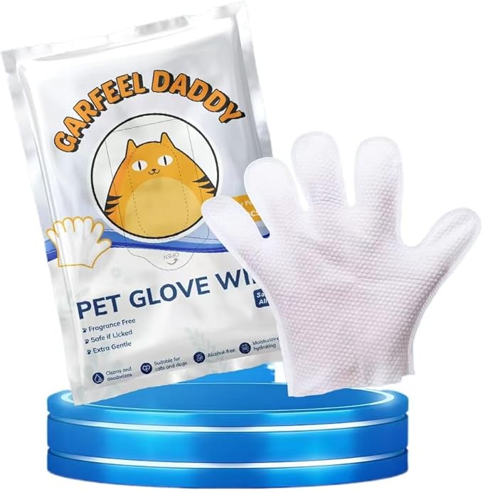 Extra Thick Pet Grooming Glove Wipes for Dogs & Cats, Cleaning & Odor-Controlling Grooming Gloves, Nourish Fur Glove Wipes for Daily Care and Traveling, Rinse Free, 6PCS per Pack