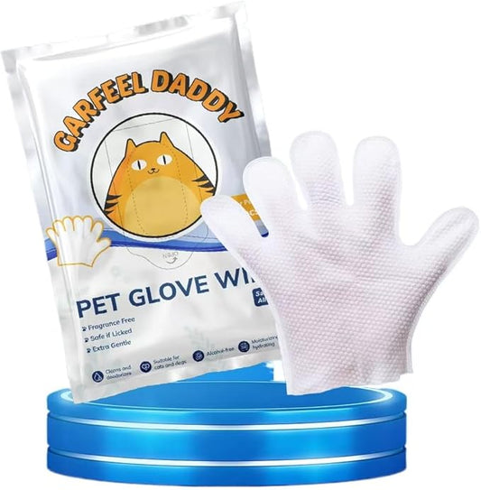 Extra Thick Pet Grooming Glove Wipes for Dogs & Cats, Cleaning & Odor-Controlling Grooming Gloves, Nourish Fur Glove Wipes for Daily Care and Traveling, Rinse Free, 6PCS per Pack