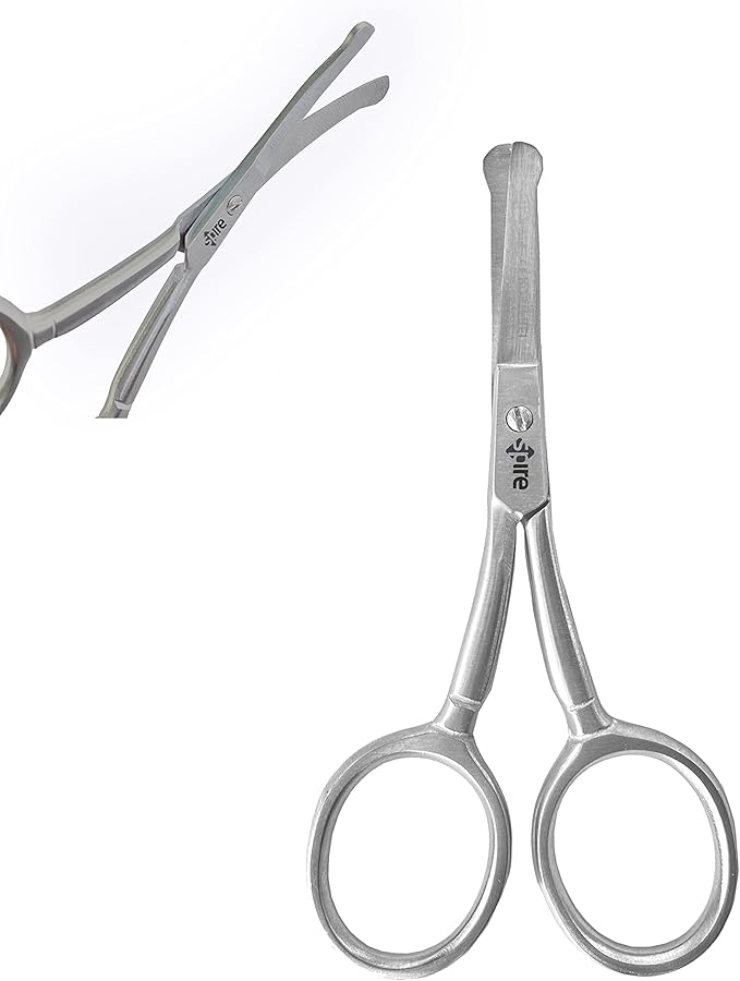 Baby Nail Scissors with Rounded Probe. Trimming shears also used for Manicure Pedicure Fingernails Toenails Nose Eyebrows Eyelashes Ear Moustache for Men & Women. Good for Dogs Pets & Cats as well.