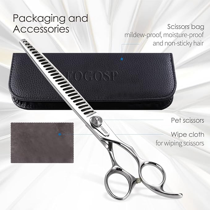 Professional Thinning Shears for Dogs with Micro Serrated Edge 8 inch Dog Grooming Scissors Long Chunkers Shears Japan 440C 70% Thinning Rate 26 Teeth(8in)