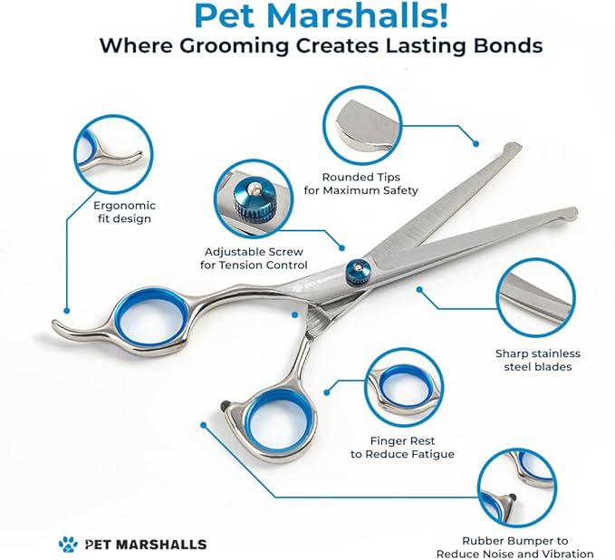 Professional Pet Grooming Scissors Set, 5-in-1 Stainless Steel Kit with Comb