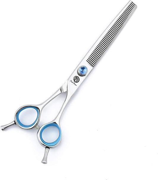 Purple Dragon Touch Pet Blenders Shears, 7.0" 50-Tooth Thinning Scissor for Dogs, 440c Japanese Stainless Steel Texturizers Dog Thinning Shears(Blue)