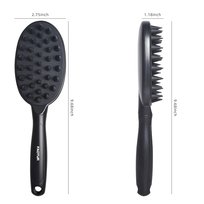 Pet Silicone Shampoo Brush for Long & Short Hair Dogs Cats, Shower Wash Curry Massage Brush (BLACK)