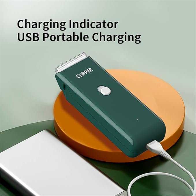 2-in-1 Professional Dog Grooming Kit - Low Noise, Waterproof, USB Rechargeable, and Safe Ceramic Blade - Gift for Dogs and Cats (Green)