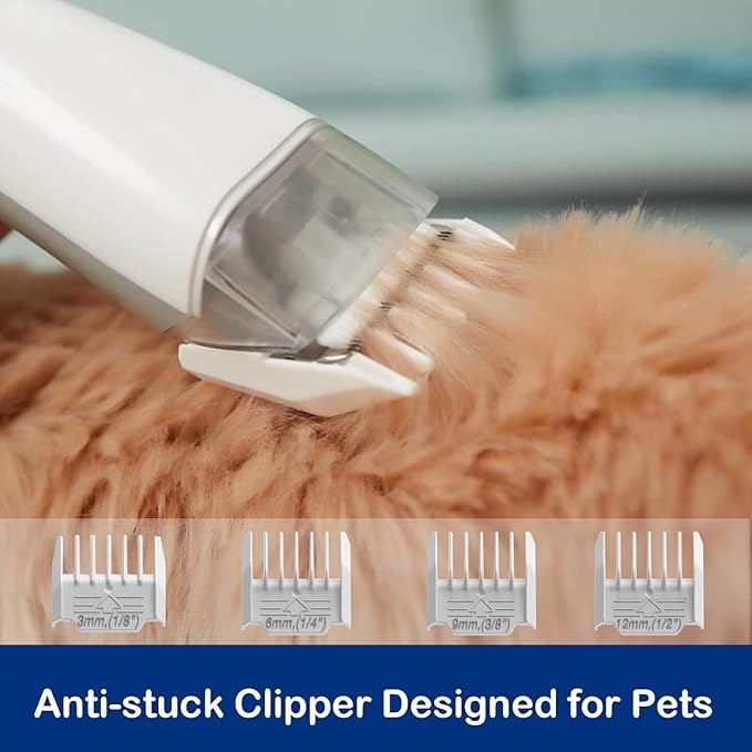 Pet Grooming Kit with 3.4L Oversized Vacuum Suction - 99% Pet Hair Removal - Professional Dog Clippers & Shedding Tools for Cats, Teddy, Poodle, Golden Retrievers (Metallic Silver)