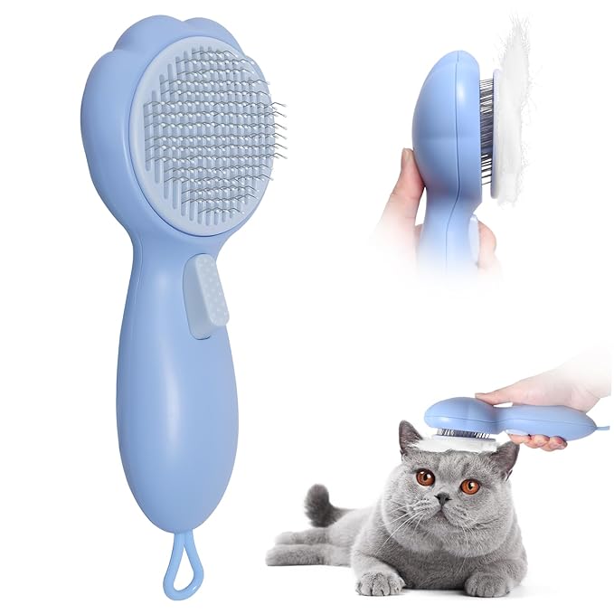 LIONROGE Cat Grooming Glove Brush,Self-Cleaning Slicker Pet Brush for Short and Long Haired Pets,Dog Bath Brush for Shedding and Grooming,Removes Loose Hair and Tangles,Promote Circulation