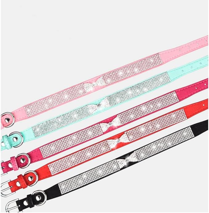 Bling Dog Collars for Small Dogs, Rhinestone Puppy Collar with Jeweled Crystal Sparkling Glitter Girl's Cat Collar Adjustable for XXS XS Small Medium Dogs Pink, S