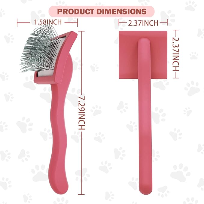 Dog Slicker Brush for Goldendoodles & Golden Doodle Brush for Grooming Kit - Dog Brush for Goldendoodle, Labradoodle, Poodles - Pet Hair Brush for Short & Medium Haired Dogs -Small (Red)