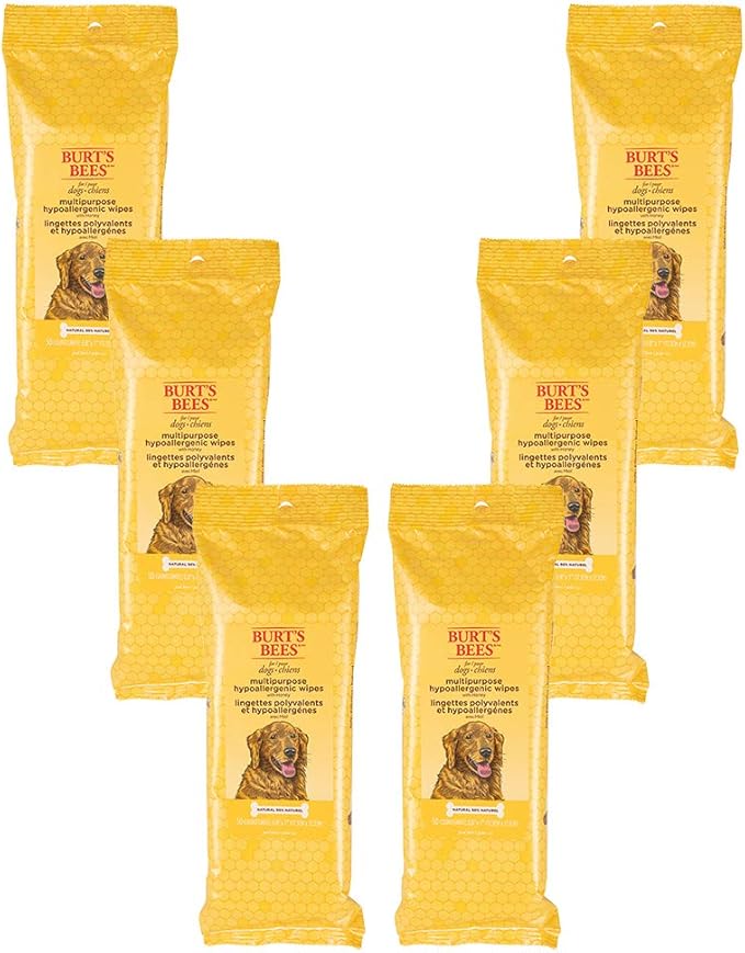 Burt's Bees for Pets Multipurpose Grooming Wipes - All-Purpose Cleaning & Grooming for Dogs - Cruelty-Free, 50 Count (6 Pack)