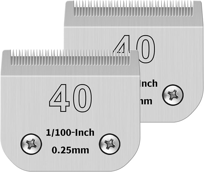 40# Pet Dog Grooming Detachable Ceramic Blades,Compatible with Andis,Oster A5,Wahl KM10 Clippers,Cut Length 1/100"(0.25mm)-2 PCS