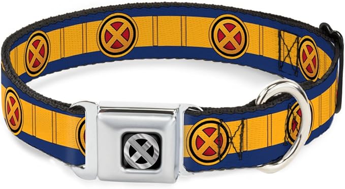 Buckle-Down Dog Collar Seatbelt Buckle X Men Cyclops Utility Strap Blue Gold Black Red, 1.5" Wide - Fits 13-18" Neck - Small, DC-SB-XMB-WXM040-1.5-S
