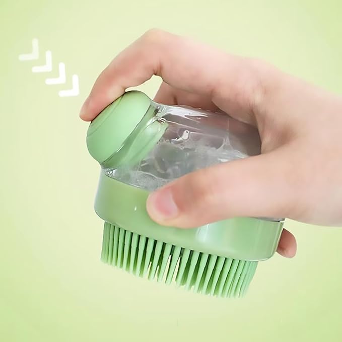 Pet Bath Brush with Soap Dispenser.Dog Bath Brush. Pet Bathing Brush.Cat and Dog Bath Special Silicone Bath Brush, Suitable for Short and Long-Haired Dogs and Cats Shower (Green)