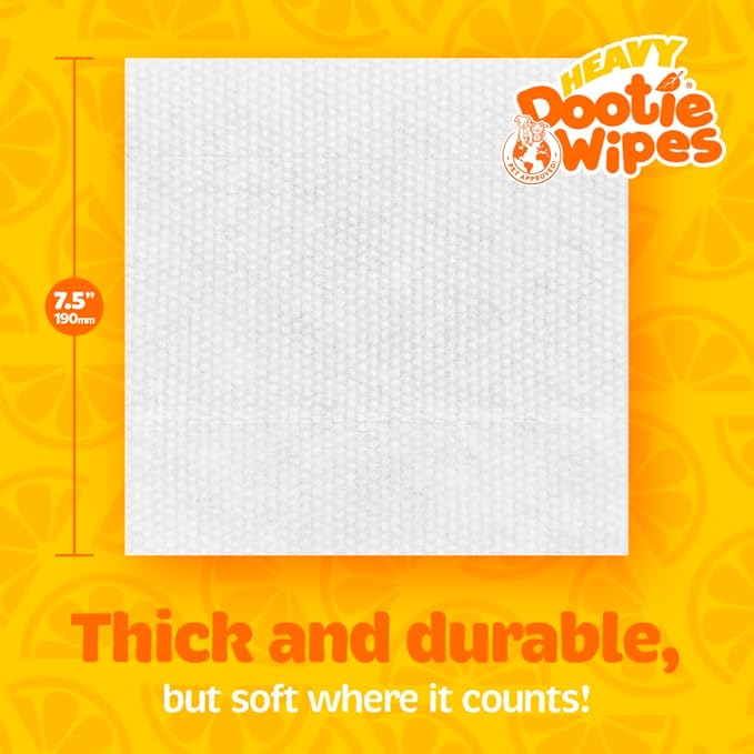 HEAVY Dootie Wipes - Convenient Durable Dog Wipes for Paws, Butt with Very Mild Pleasant Citrus Scent, 100 Count - Puppy Essentials Pet wipes, Dog Wipes Cleaning and Deodorizing. Made with Bamboo.