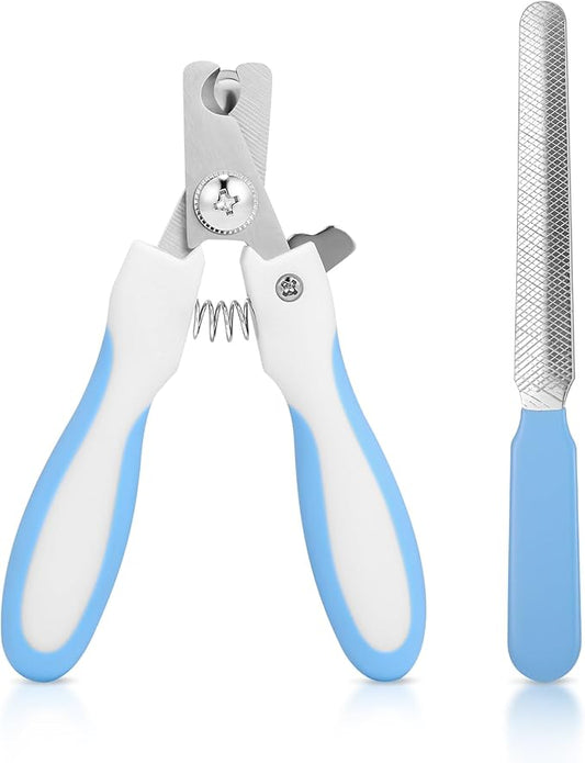 Pet Nail Clippers, Suitable for Both Cats and Dogs, A Half Moon Shaped Alloy Blade and A Rubber Material Handle with A File. Automatic Rebound Handle.Cat and Dog Universal(Blue)