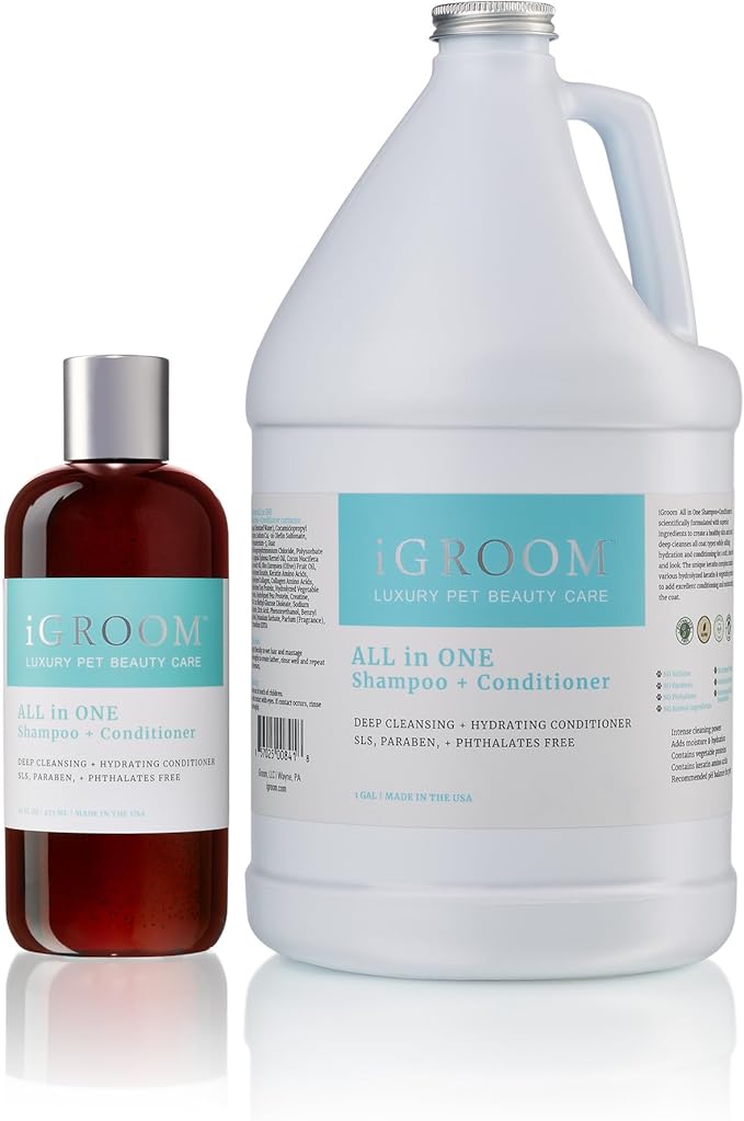 iGroom All-in-One Dog Shampoo + Conditioner, Luxury Pet Beauty Care, Deep Clean All Coat Types, Hydrate and Condition Coat, Made in The USA, 16 oz