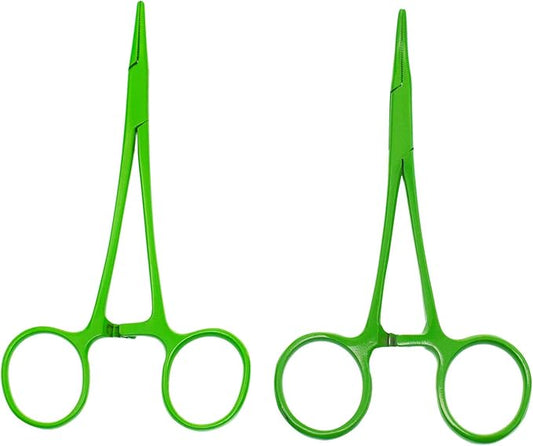 Pet Colourful Stainless Steel Hemostat Hemostatic Forcep,Pet Ear Hair Pull Forcep,Bend Head and Straight Head kit (Green)